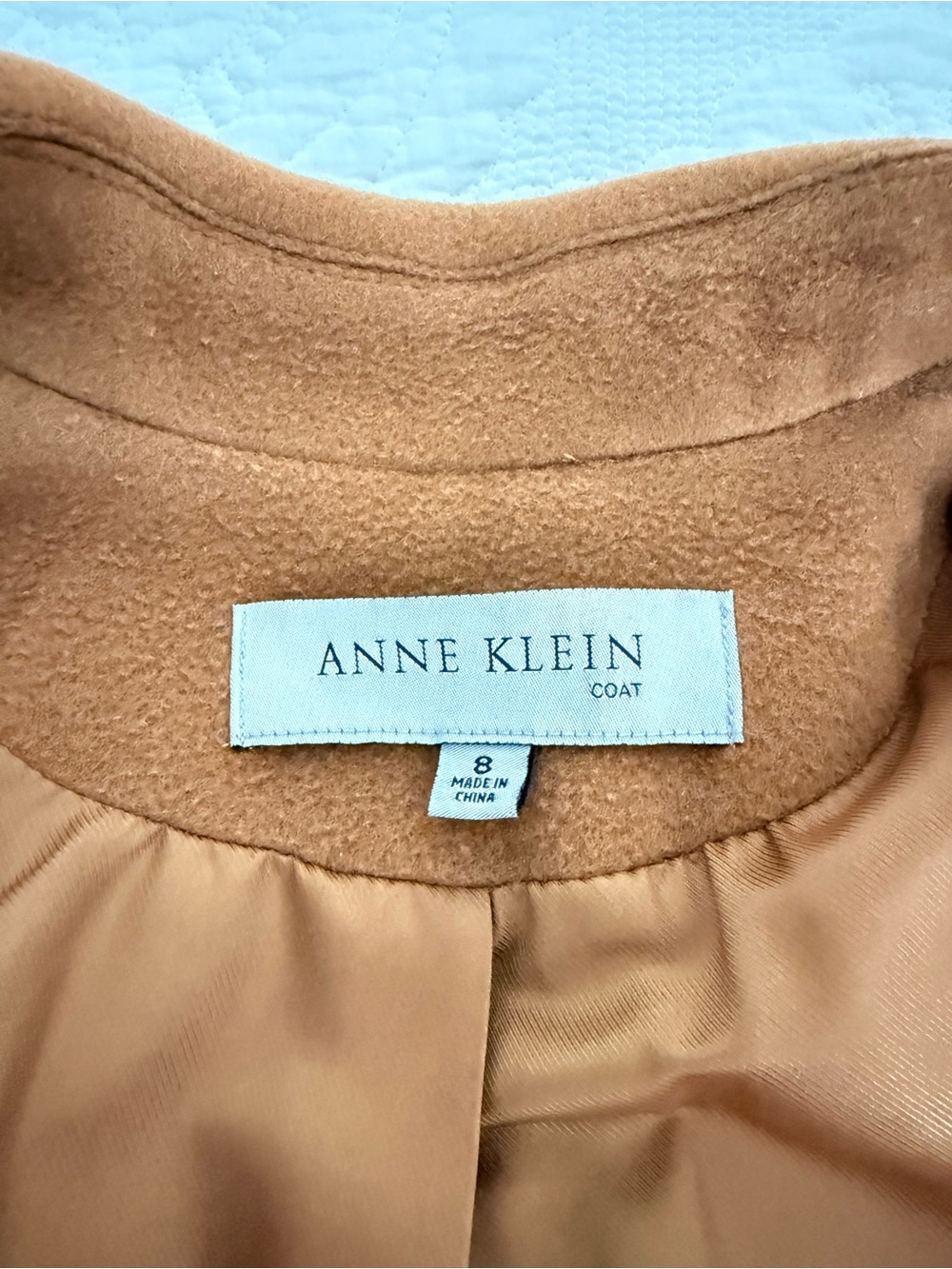 Anne Klein Camel Single-Breasted Wool-Cashmere Blend Coat - Picture 4 of 4